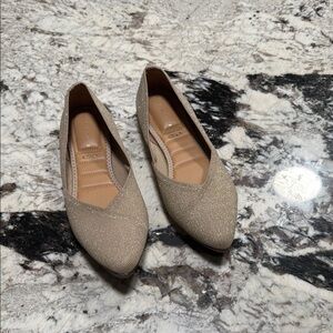 Kelly & Katie Nude Glitter Pointed Toe Slip-On Flats